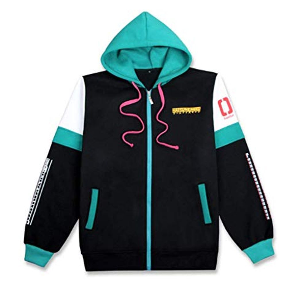 Social Cosstars Hatsune Miku Anime Sudaderas con Capucha Chaqueta Cosplay Disfraz Zip Hoodie Jacket Outwear Abrigo Verde Espesar S