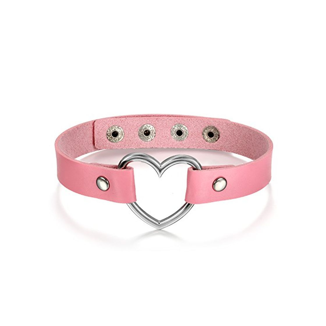Oidea Mujer Corazón Collar de piel Choker Rosa