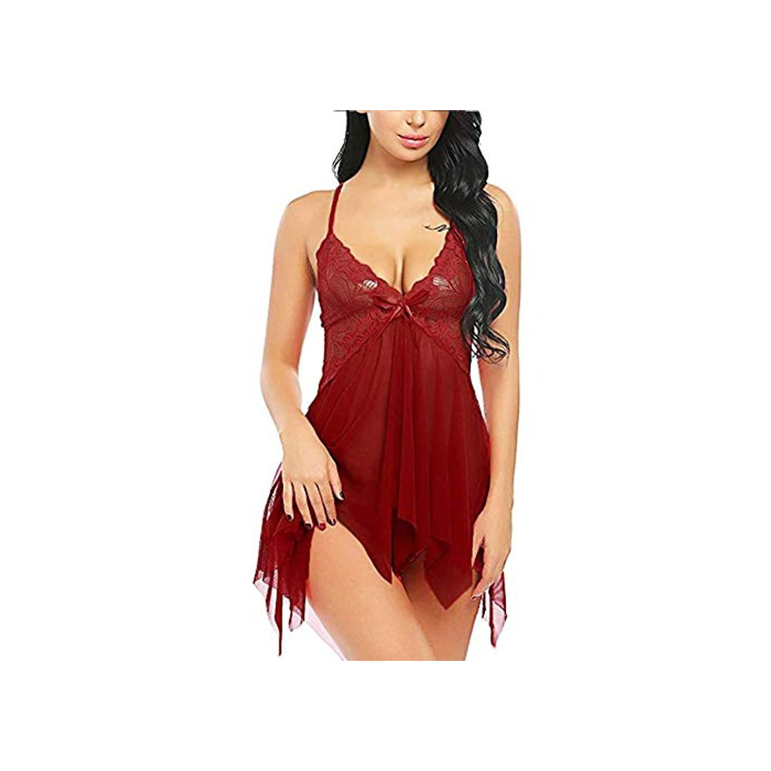 Producto EVBEA Lencería Mujer Erótica Ropa Interior Camisón Babydoll Halter Cordón Transparente Lencería