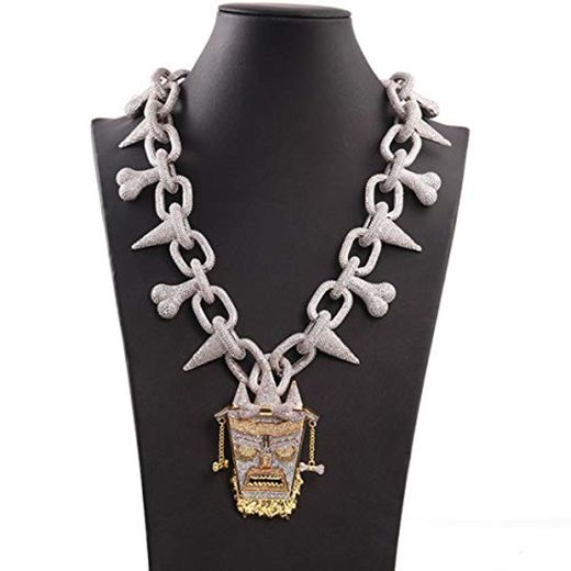 MKHDD Los Hombres Cadera Fresca del Salto de Iced Cubic circón Completo de Cadena de Diamante de Rey Collar de los Colgantes de Diamante encintado de Eslabones Cubano de Rap Regalo