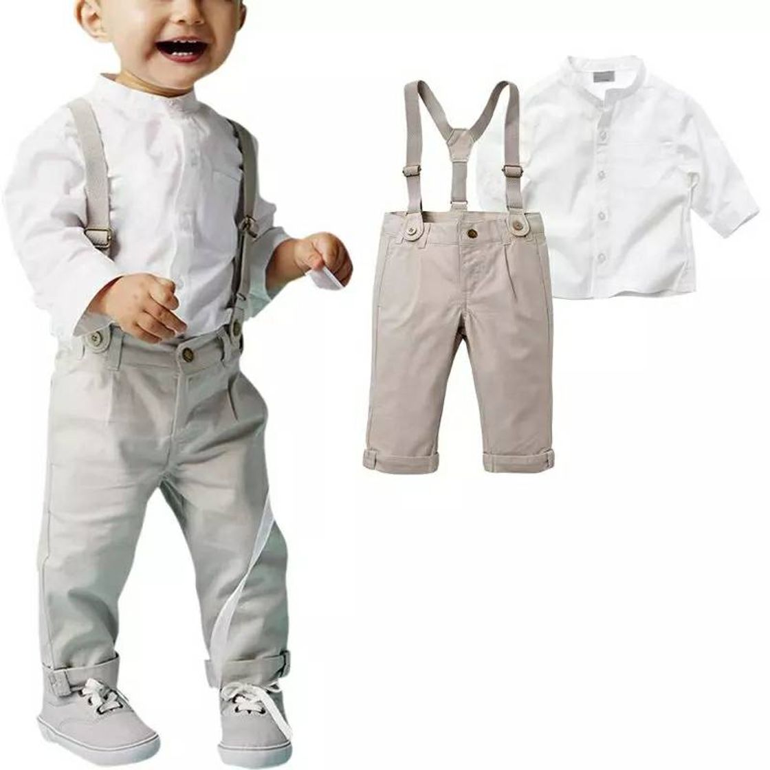 Fashion Traje tirantes beige fiesta niño tallas 2, 3, 4 y 5 