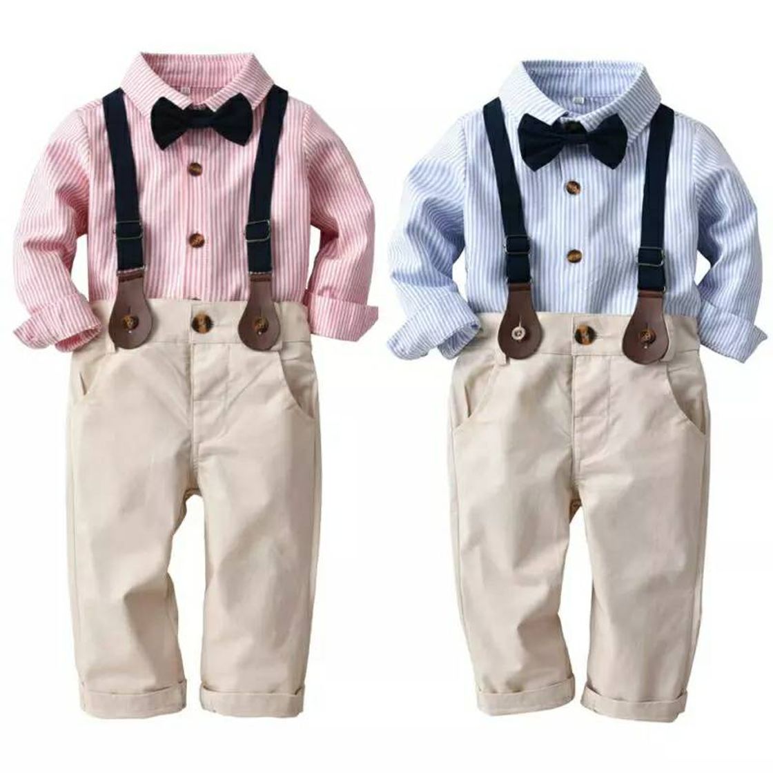 Fashion Traje Elegante Niño Tirantes Camisa Rosa O Azul - $ 675.00