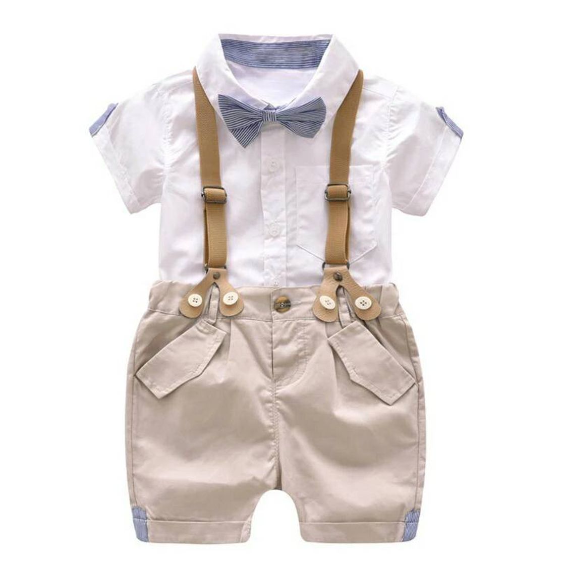 Fashion Traje Bebe Short Moño Beige-blanco - $ 498.00 en Mercado Libre