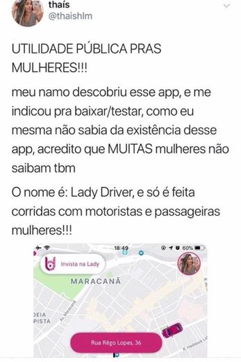 uber feminino: lady driver