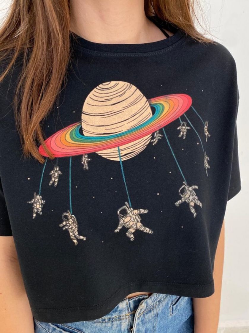 Fashion Cropped Saturno Astronauta