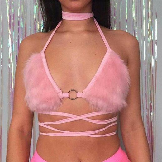 Cotton Candy Bikini Wrap Top - Pink