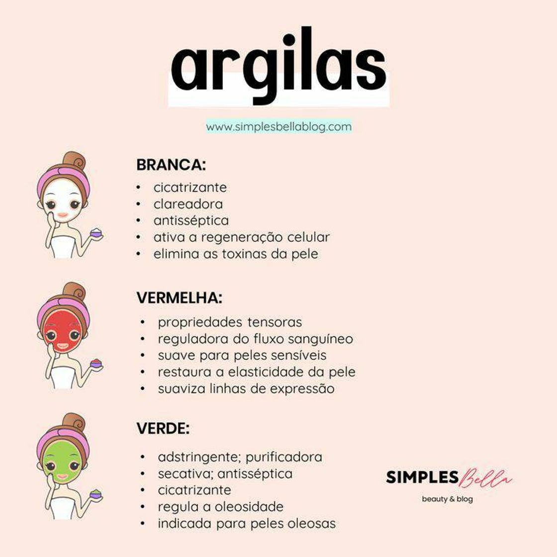 Fashion Tipos de argilas e seus benefícios para a pele💞