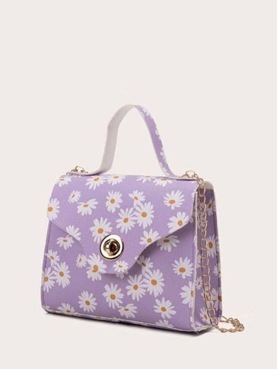 Bolsa cartera con estampado floral de margarita