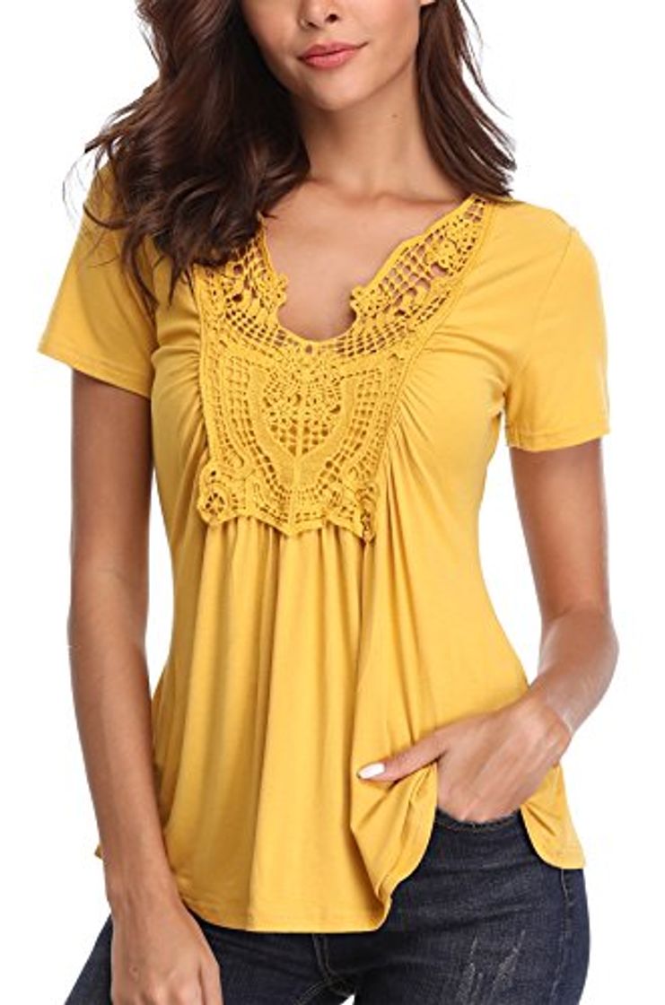 Producto MISS MOLY Camiseta Blusa de Verano para Mujer Túnicas Blusas Amarillo de