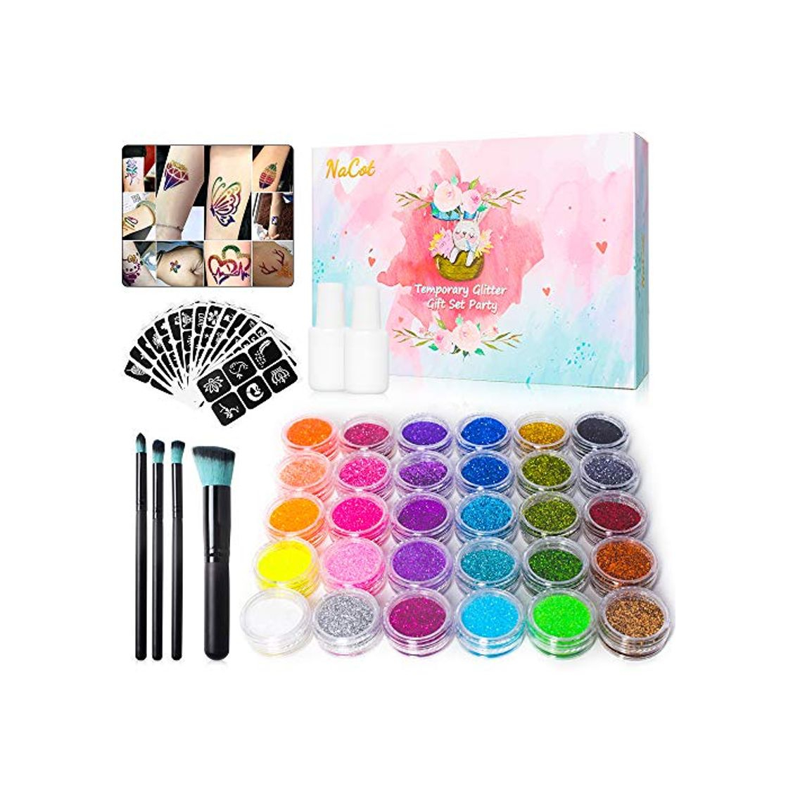 Products Glitter Tattoos Kids Set Tatuajes Temporales Maquillaje de Cara Cuerpo Glitter Art