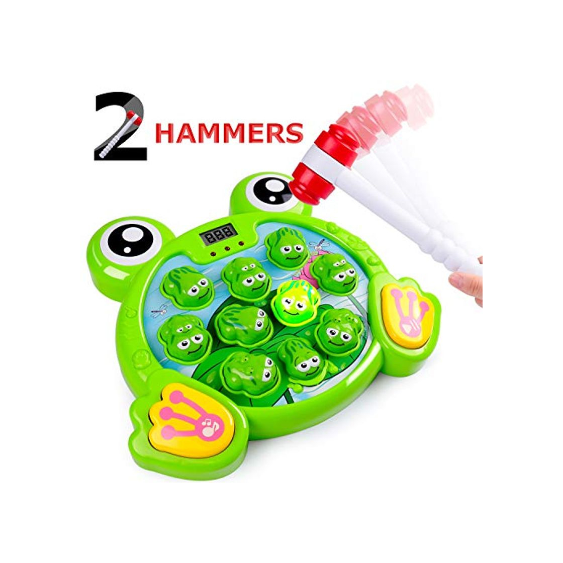 Product Rolimate Juego Interactivo Whack A Frog Cumpleaños 2 3 4 5 6 7 años Actividades para niños y niñas Juegos Juguete con 2 martillos para niños Bebés Niños pequeños Juguetes de Desarrollo