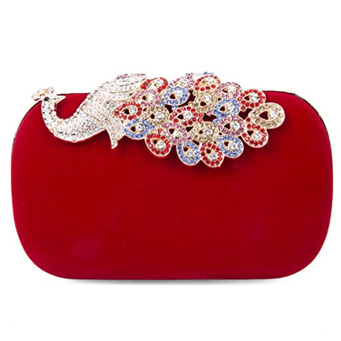Social SYMALL Mujer Cartera de Mano Terciopelo con Diamantes Cristales Brillantes Pavo Real