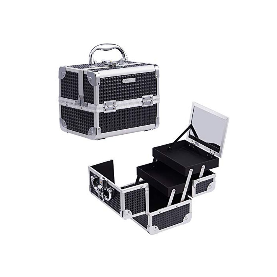 Social Maletin Maquillaje con Espejo Neceser Maquillaje Organizador Estuche Maquillaje Caja Maquillaje Organizador