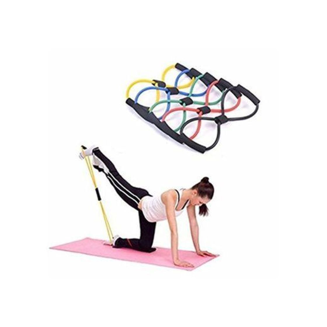 Social Cuerda Banda Elástica Tubo Tipo 8 para Gimnasio Entrenamiento Rehabilitación Yoga Pilates