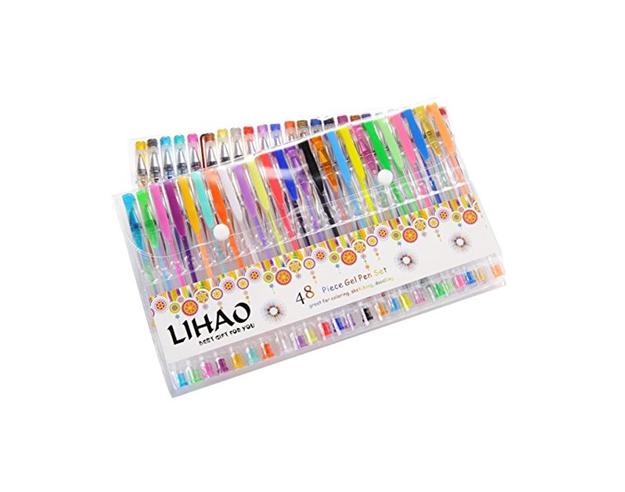 Social LIHAO 48 Plumas Gel Colores Bolígrafos de Tinta Gel Ink Pen Set