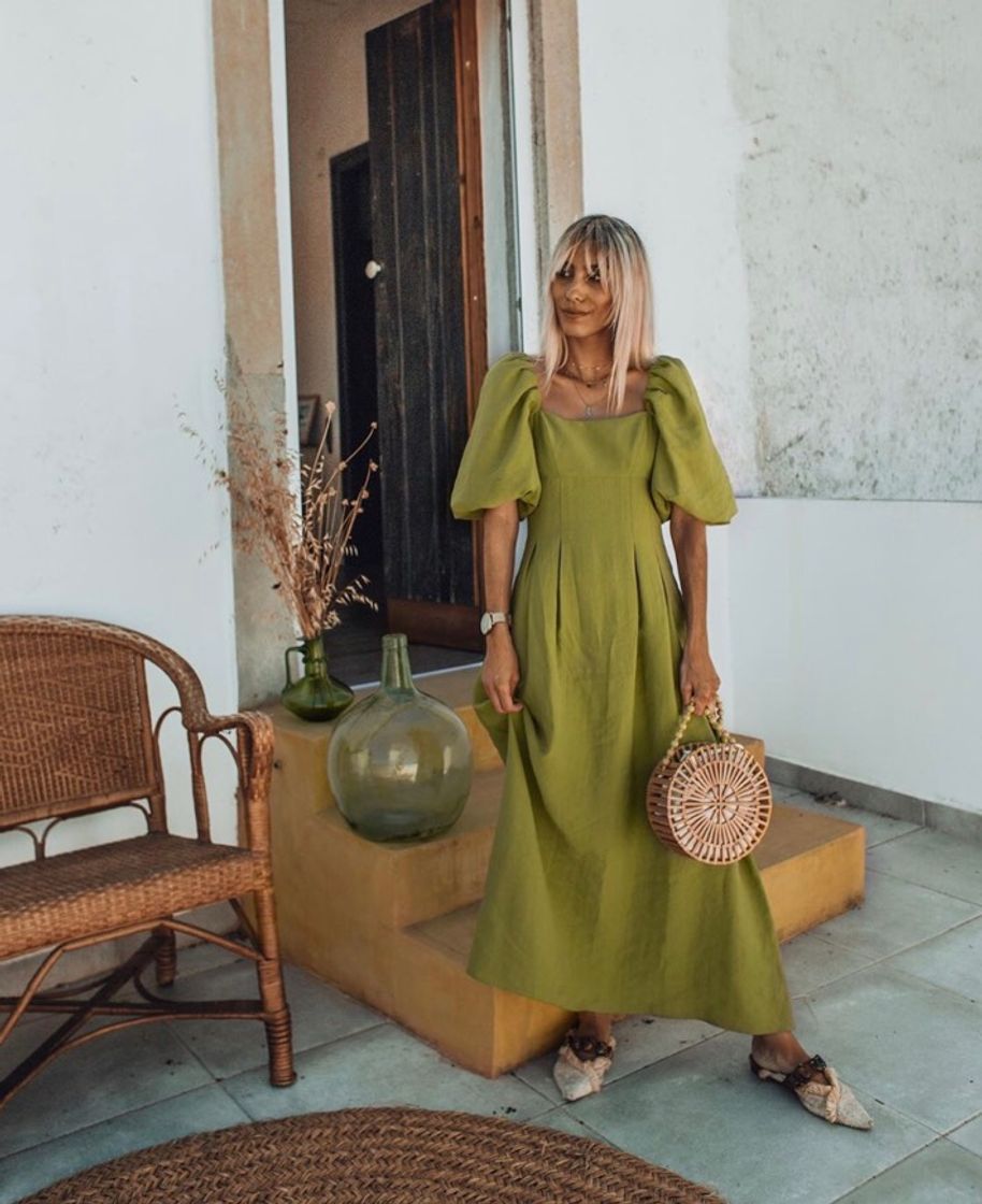 Moda Zara Green Dress