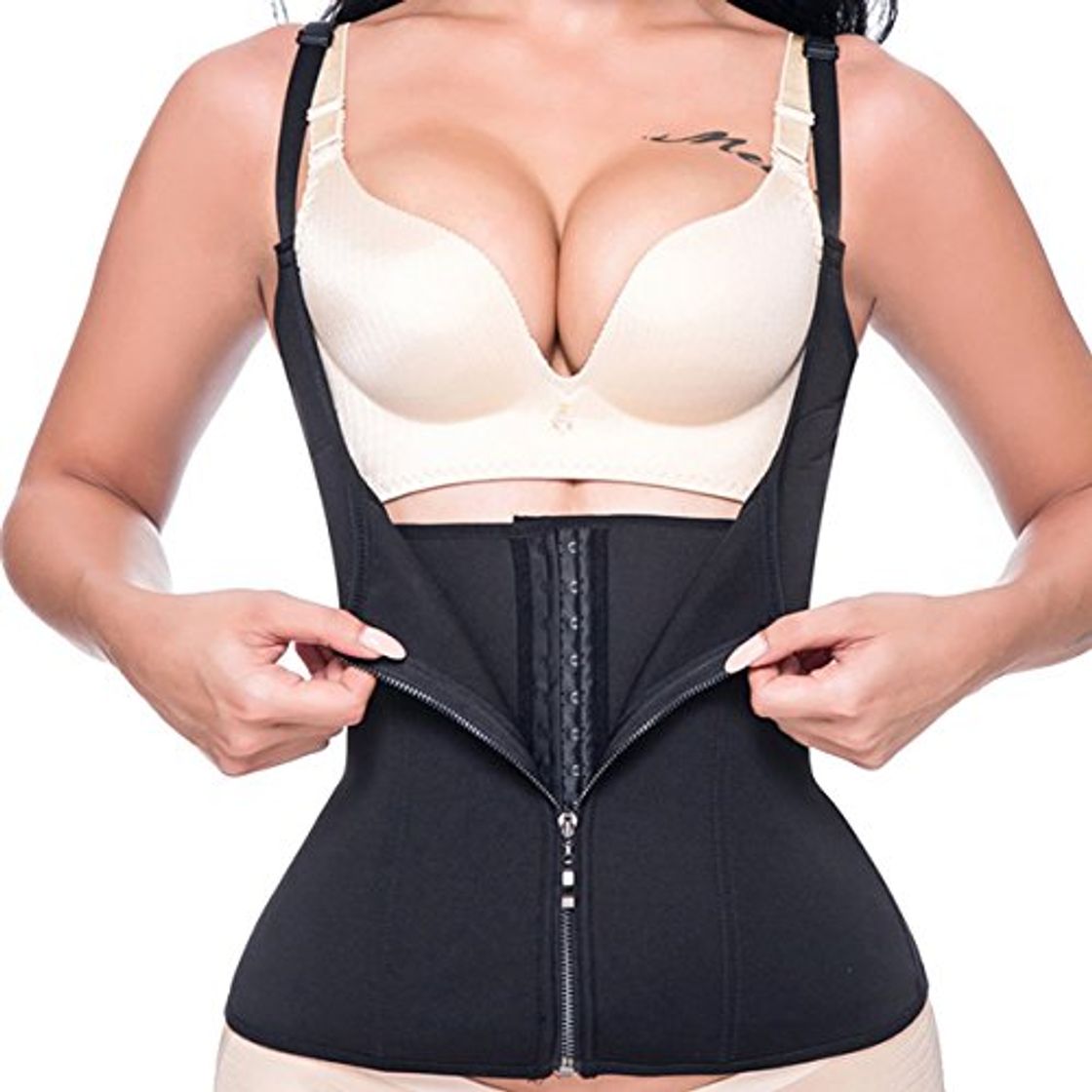 Product MISS MOLY Mujer Fajas Reductoras de Corsé de entrenamiento Underbust Bustiers para Cremallera Chaleco Corsé S