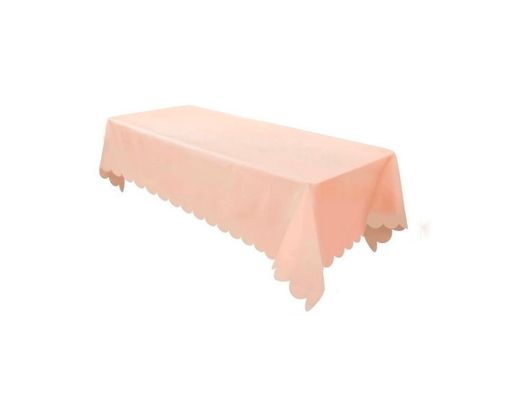 Pink Non Woven Rectangular Table Cover With Scalloped Edges