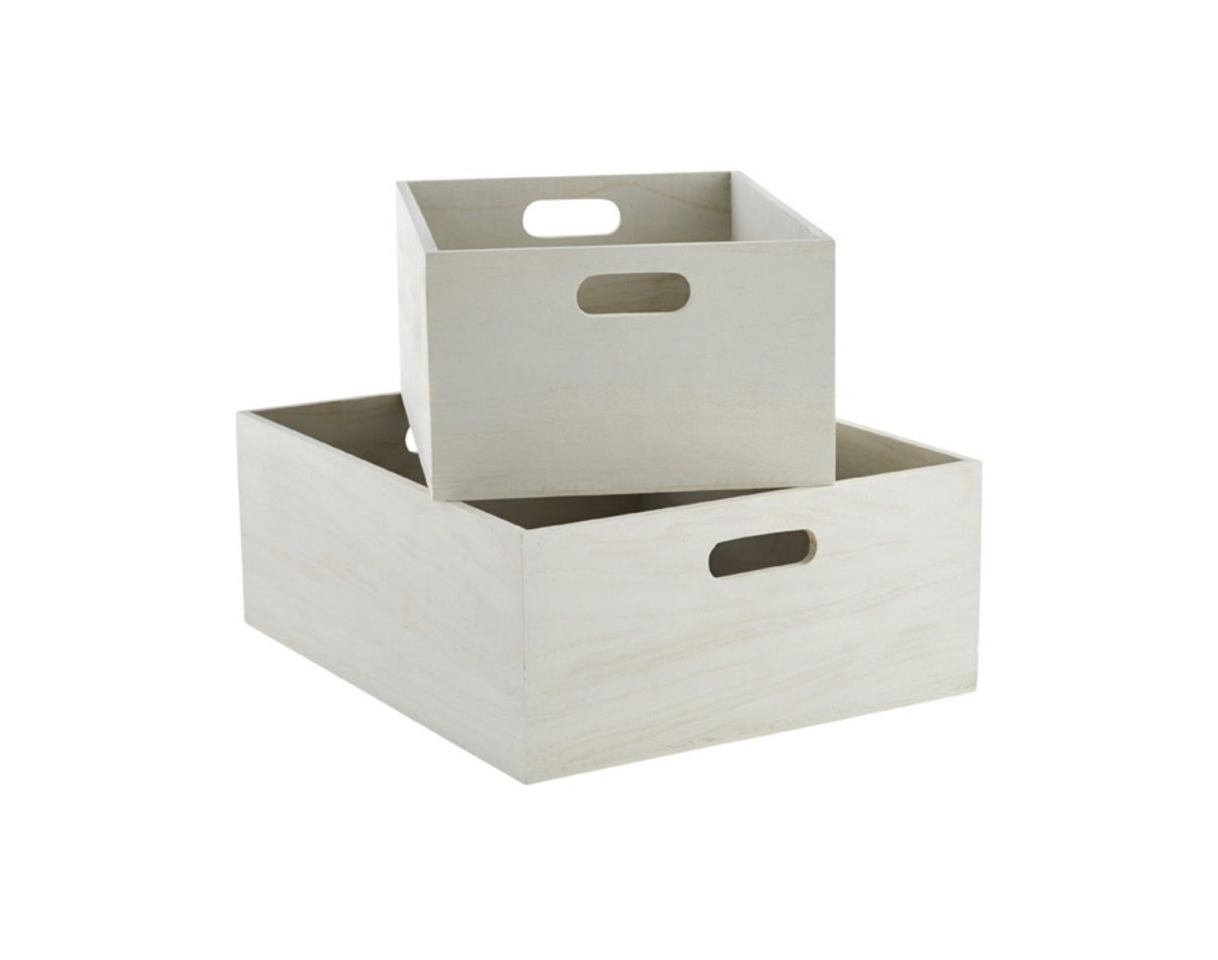 Producto Whitewashed Wooden Storage Bins with Handles