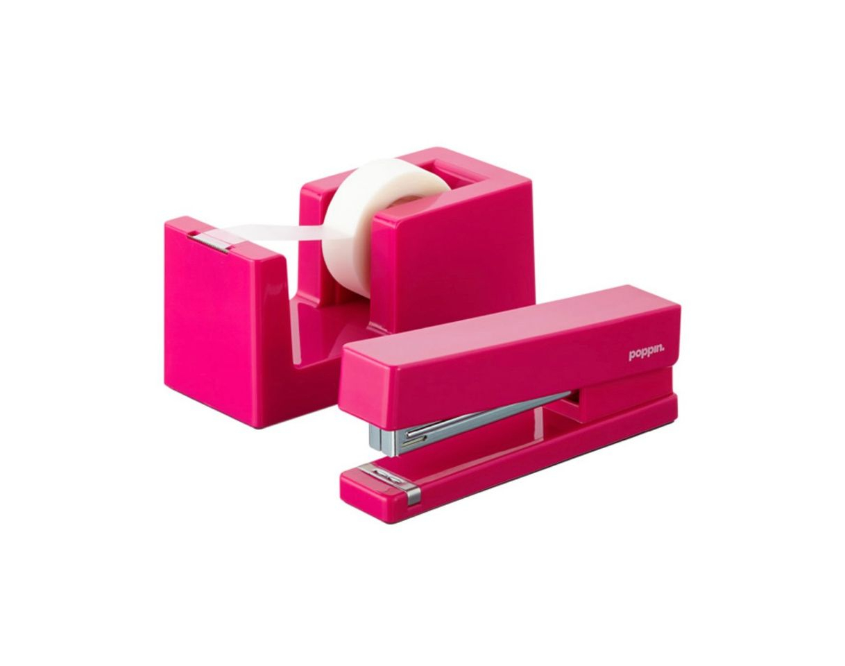 Producto Pink Poppin Tape Dispenser & Stapler