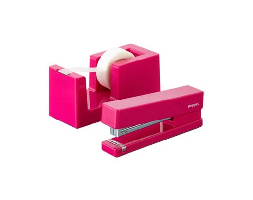 Pink Poppin Tape Dispenser & Stapler
