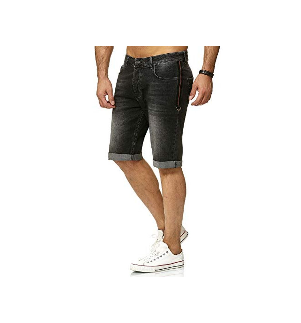 Redbridge Hombres Denim Jeans Shorts Básico Rayas Moda Cortos Pantalones Negro