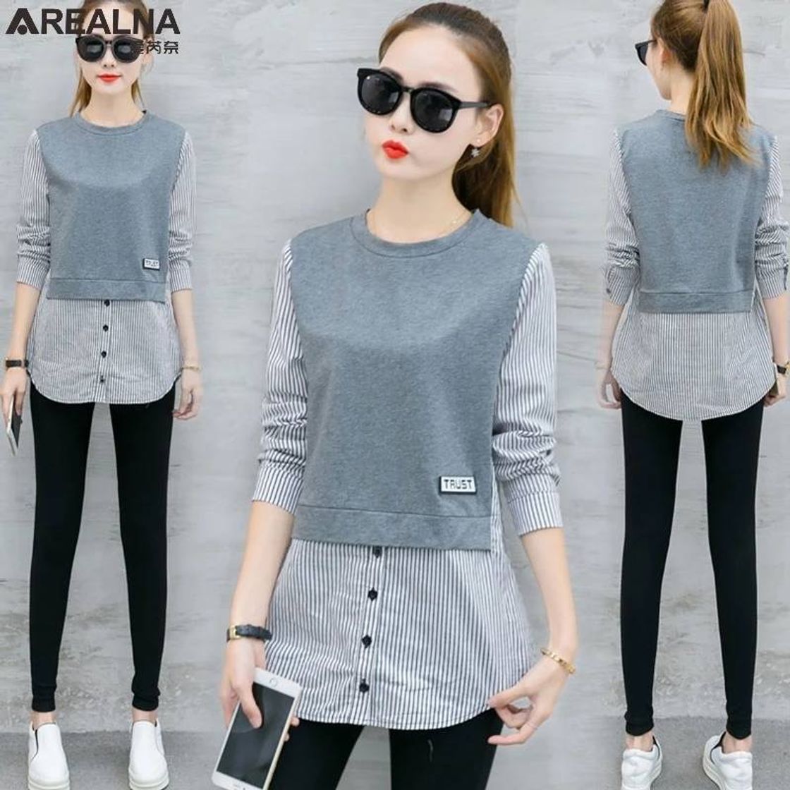 Social Blusa de manga larga con chaleco