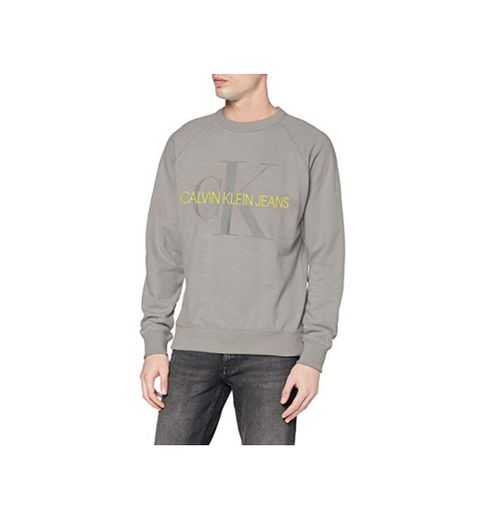 Calvin Klein Vegetable Dye Monogram Crew Neck Sudadera, Gris