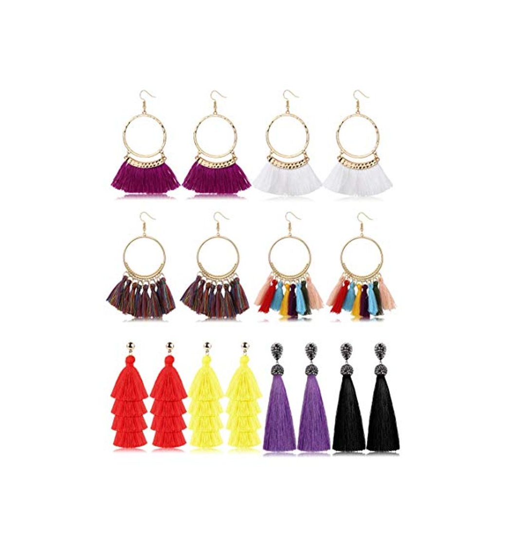 YADOCA 8 Pares De Aretes De Borla Para Las Mujeres Largas Capas