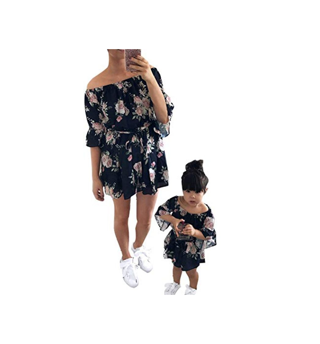 Loalirando Hermosa Madre Hija Vestidos de Flores Vestidos de Verano Trajes a Juego Ropa de la Familia Vestido de Princesa