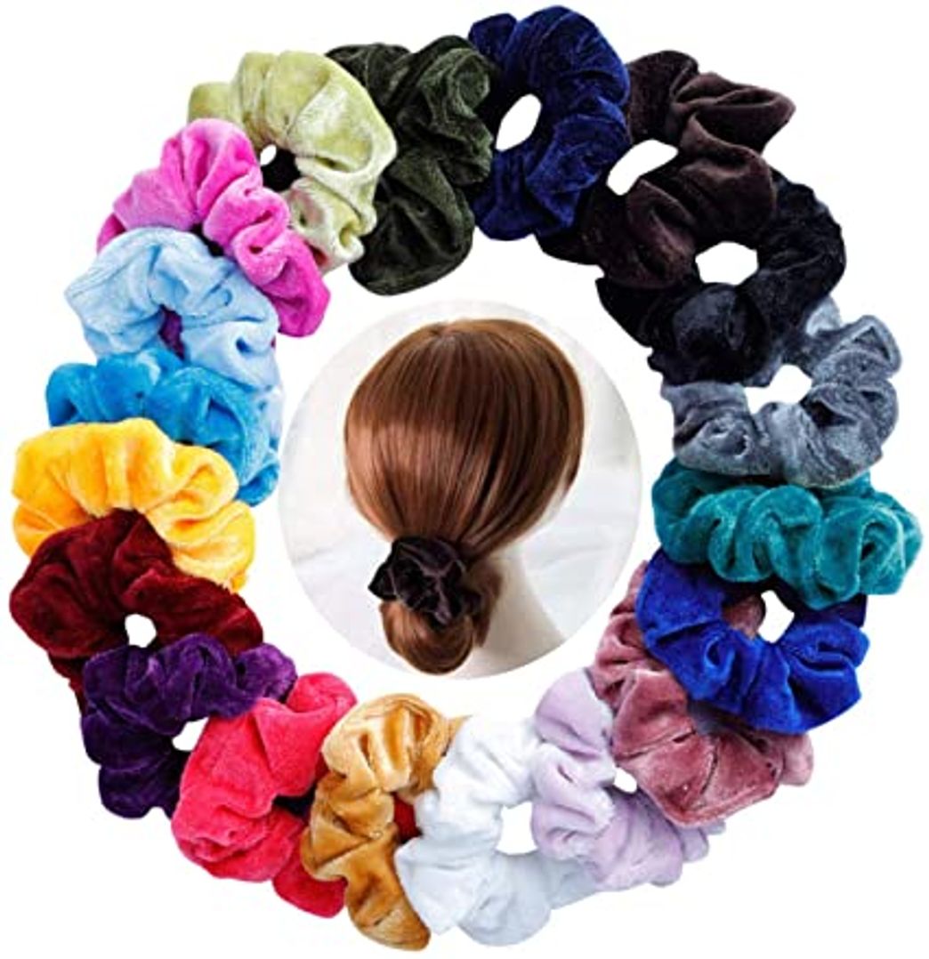 Social Sinwind 20pcs Scrunchies Terciopelo elástico pelo bandas Lazos para el cabello Terciopelo