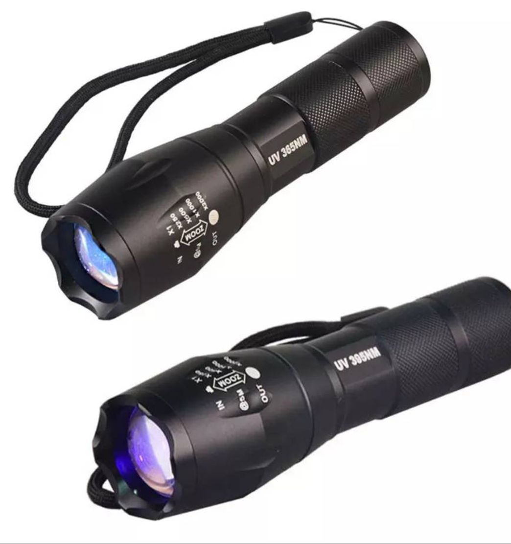 Fashion Linterna de luz UV Topcom con Zoom de 365nm, 395nm, linterna