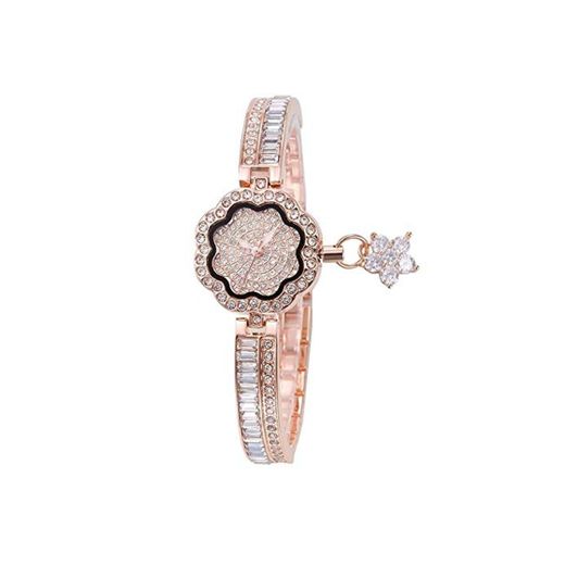 PLKNVT Elegante Reloj de Las Mujeres de Cristal de Cristal Señoras Vestido