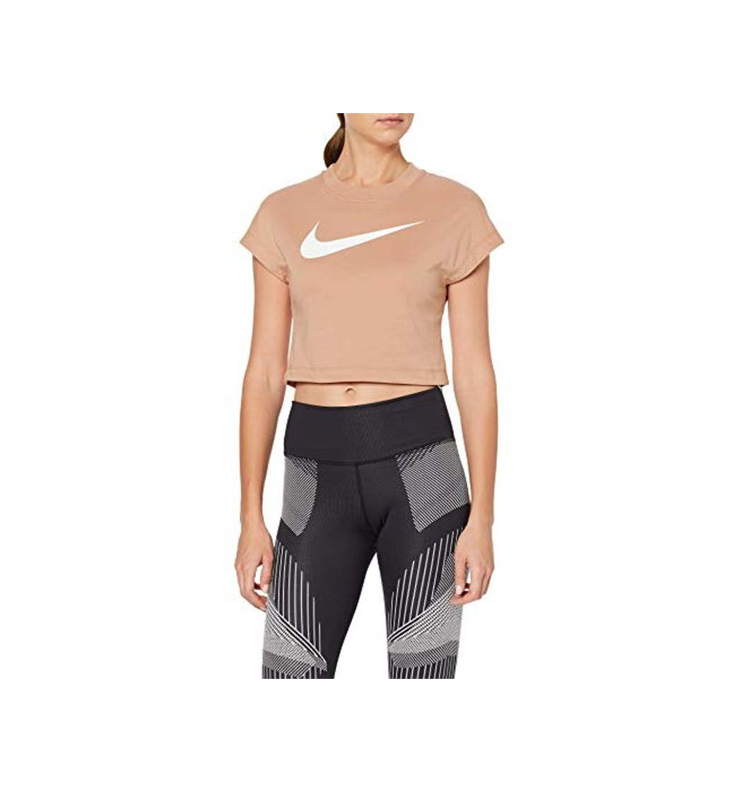 Moda NIKE W NSW Swsh Top Crop SS Camiseta, Mujer, Rose Gold