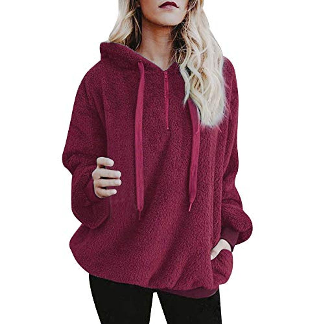 Social Mujer Sudadera Caliente y Esponjoso Tops Chaqueta Suéter Abrigo Jersey Mujer Otoño-Invierno