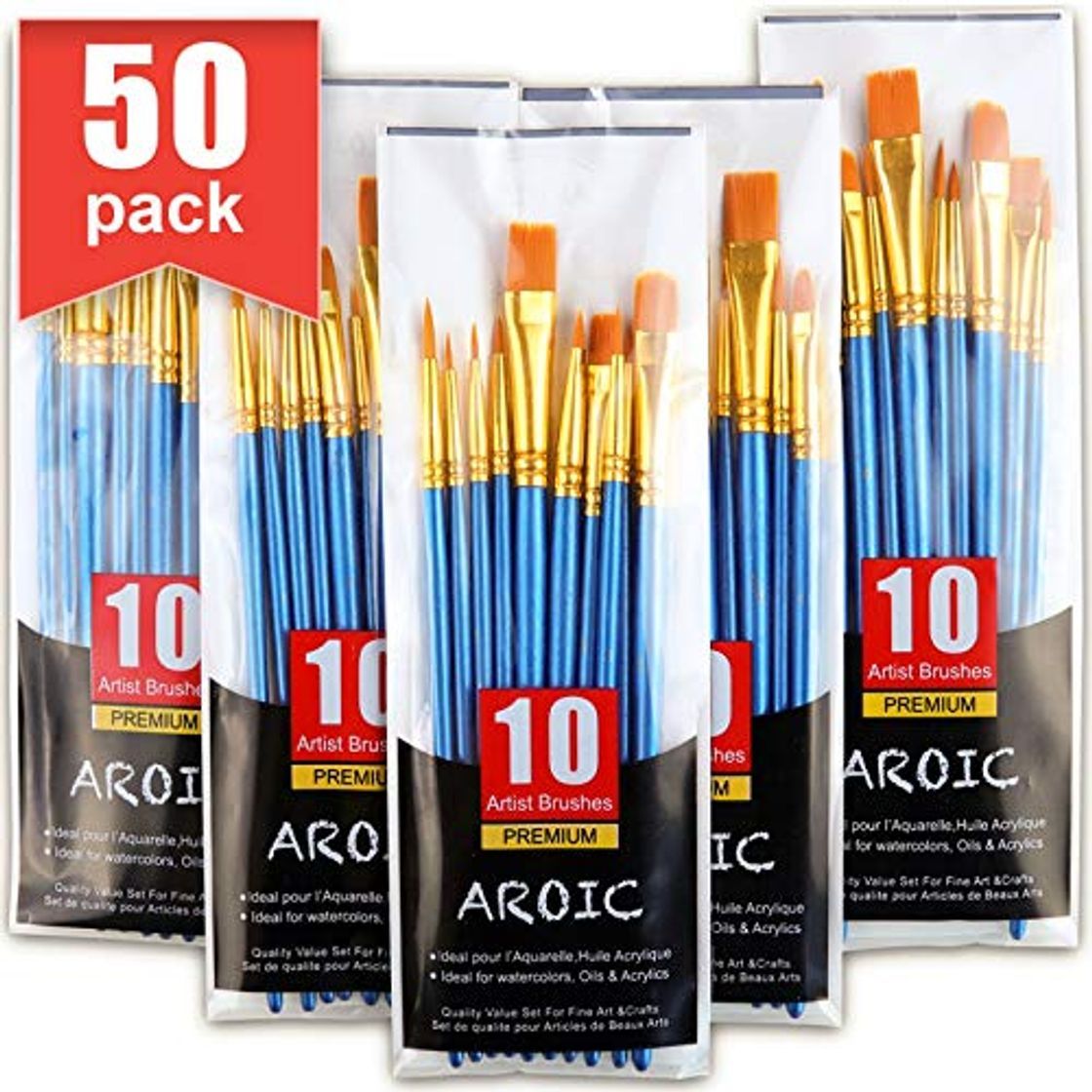 Product Juego de 50 pinceles de nailon para pintura de acuarela