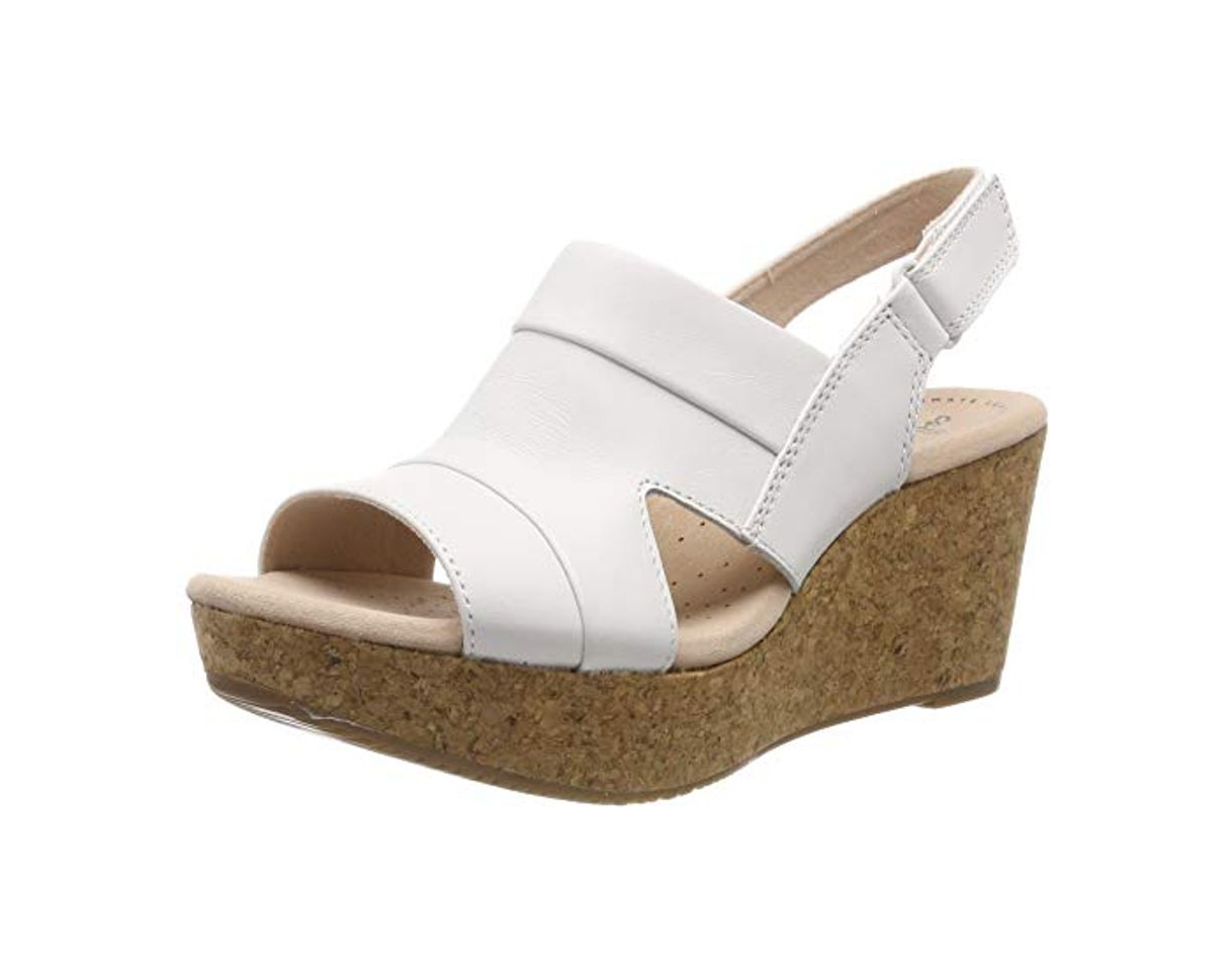 Moda Clarks Annadel Ivory, Sandalias de Talón Abierto para Mujer, Blanco