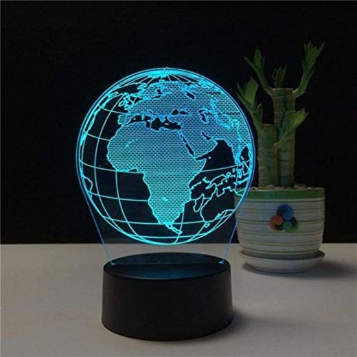 Luz de noche 3D Globo terráqueo Holograma 3D Acrílico Lámpara de dormitorio de noche de 7 colores Luz De LED Lámpara Luz de noche USB Decoracao Casa Lampka