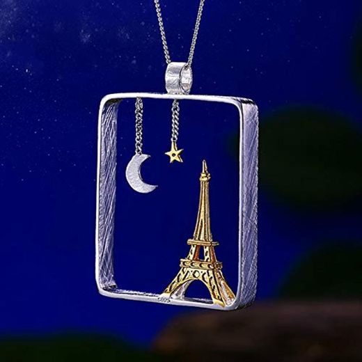 n a Colgante de diseño de Torre Eiffel de joyería Fina Hecha a Mano de Plata de Ley 925 auténtica sin Collar Acessorios para Mujer