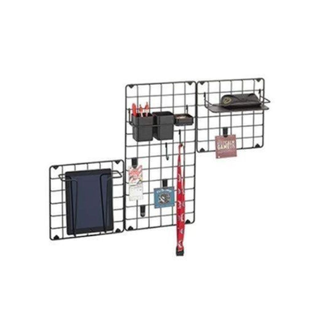 Social mDesign Juego de 3 organizadores de pared en metal – Panel decorativo