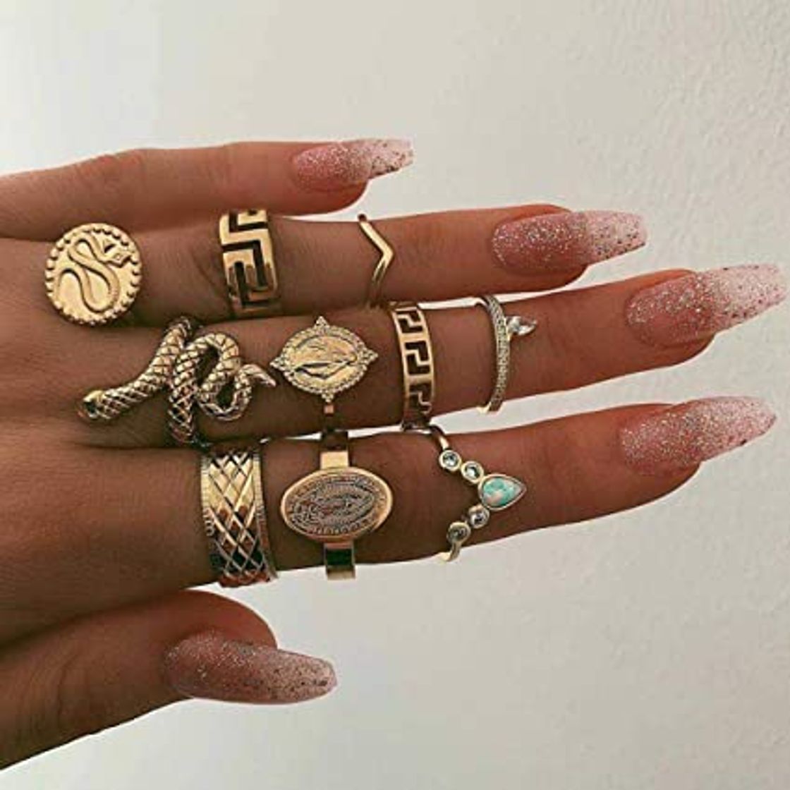 Fashion Simsly - Juego de anillos de nudillos de estrella y luna vintage