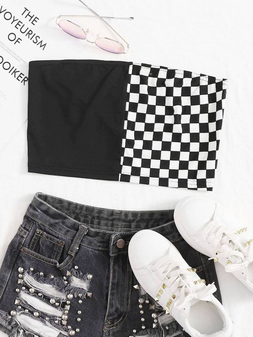 Social Half Black & Half Plaid