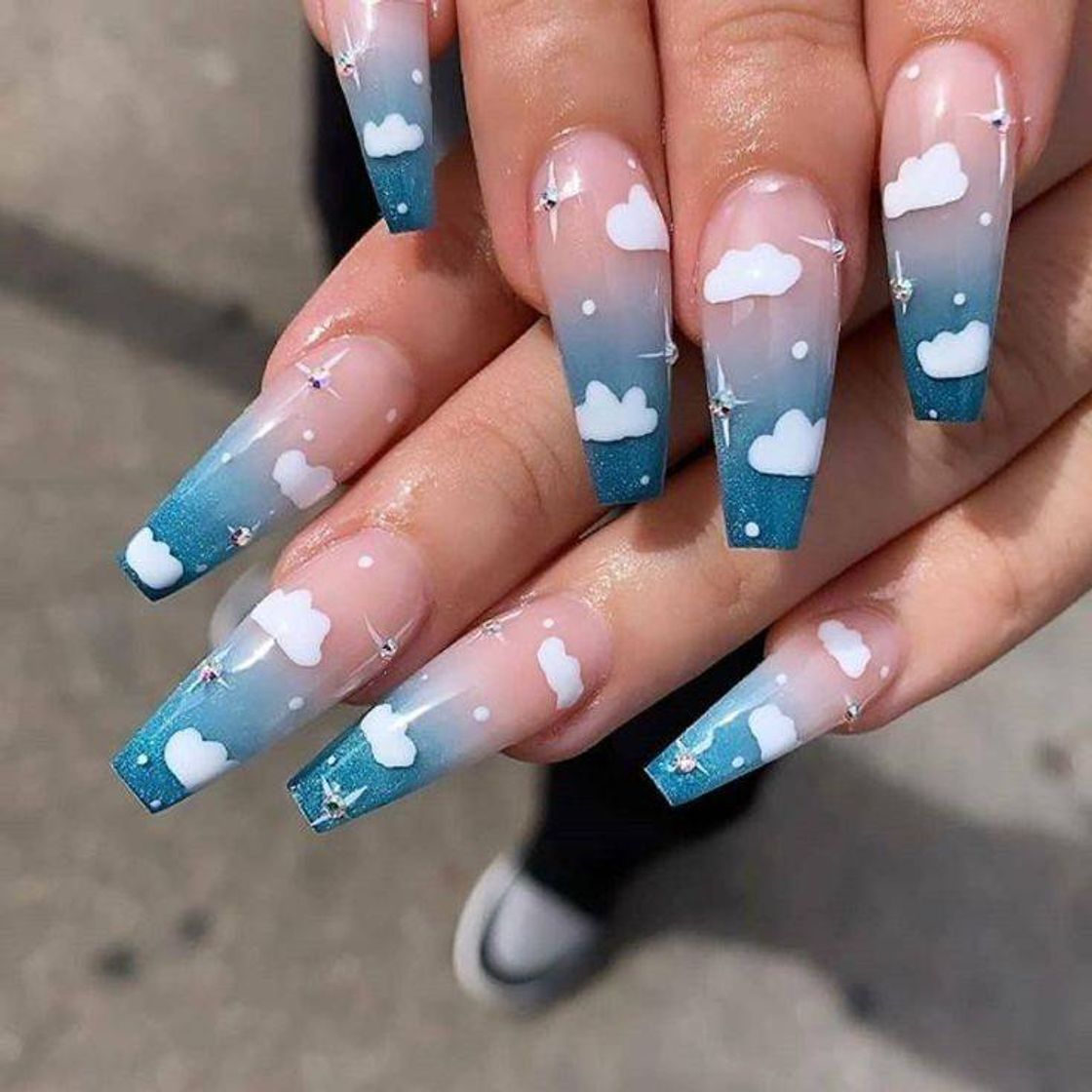 Social Blue Cloud Nails