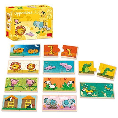 Places Goula 10 puzzles de 2 piezas de madera con animales de la