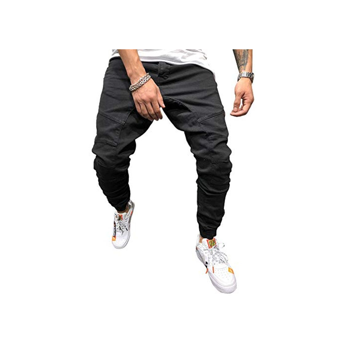 Moda VANVENE - Pantalones de chándal para Hombre Negro Negro