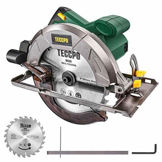 Sierra Circular, TECCPO Profesional 1200W Sierra Circular Eléctrica 5800 RPM, con Hoja