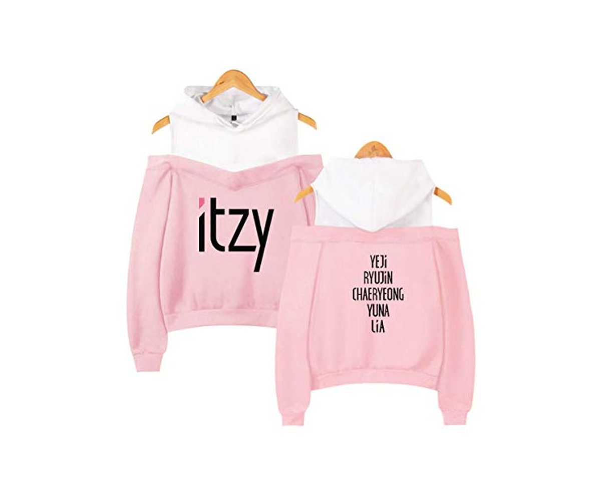 Moda Forever Younger KPOP ITZY Off Shoulder Sudaderas con Capucha Hoody Summer Letter Printed Sudadera Yuna RYUJIN CHAERYEONG Lia YEJI