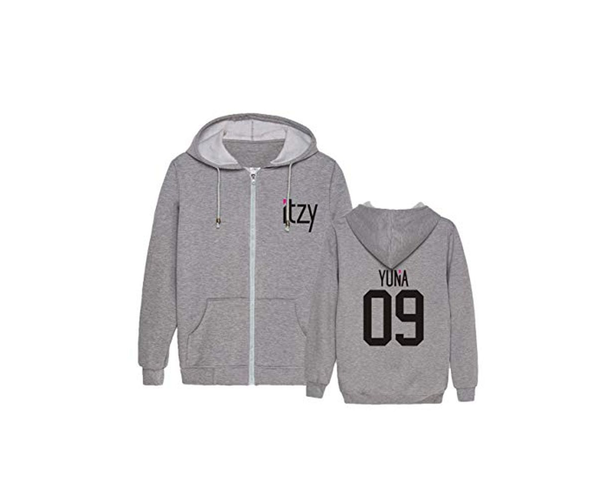 Moda KPOP ITZY Sudadera con Capucha de Manga Larga de otoño Invierno Abrigos Hoodies Casual con Cremallera Pullover Tops Ropa Deportiva y Casual Hombres y Mujeres Yuna RYUJIN CHAERYEONG Lia YEJI