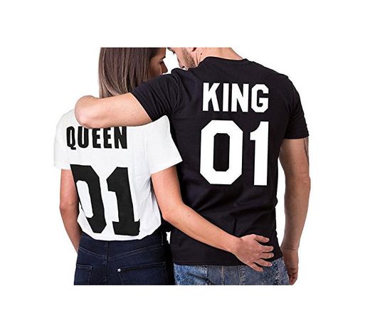Minetom King Queen 01 Impresión Hombres Mujer Moda T-Shirt Verano Manga Corta