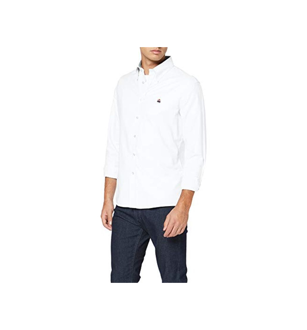 Moda BROOKS BROTHERS Ni Oxford with Fun Logo Milano Camisa Casual, Blanco